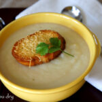 Creamy Cauliflower Soup with Asiago Croutons