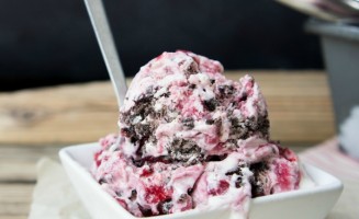 Easy Chocolate Cherry Cheesecake Ice Cream (no ice cream maker needed)