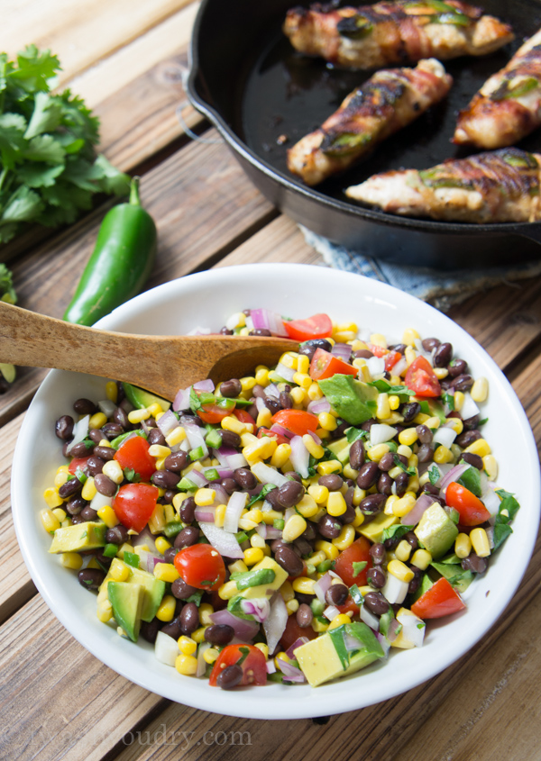 Spicy Bacon Wrapped Chicken with Cowboy Caviar