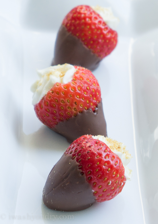 Chocolate Dipped Cheesecake Stuffed Strawberries I Wash... You Dry