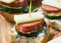 Grilled Sausage and Crostini Stackers