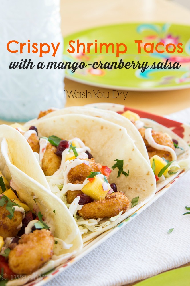 Crispy Shrimp Tacos with Mango-Cranberry Salsa