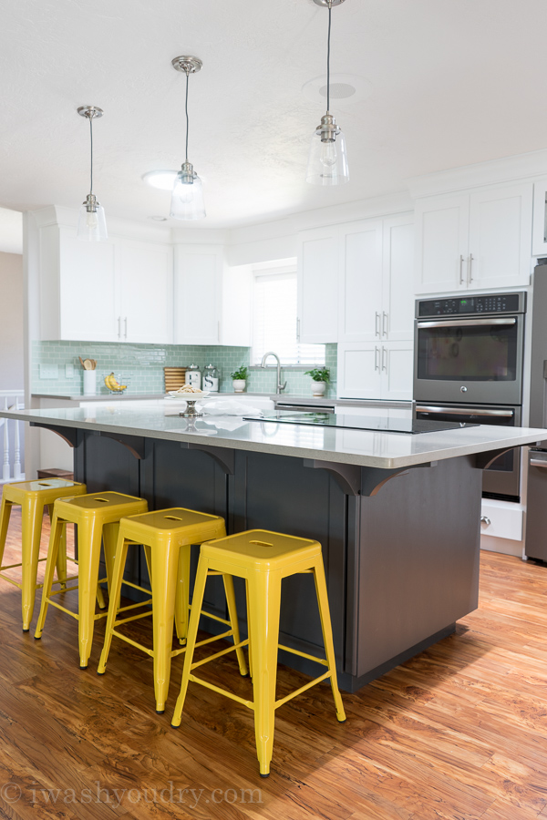 Secret Cabinet Storage under island for extra kitchen items you don't use daily!