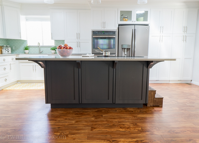 Secret Cabinet Storage under island for extra kitchen items you don't use daily!