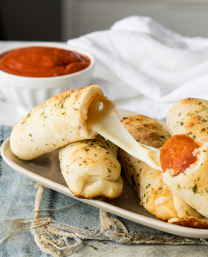 Cheesy Pepperoni Pizza Sticks I Wash... You Dry