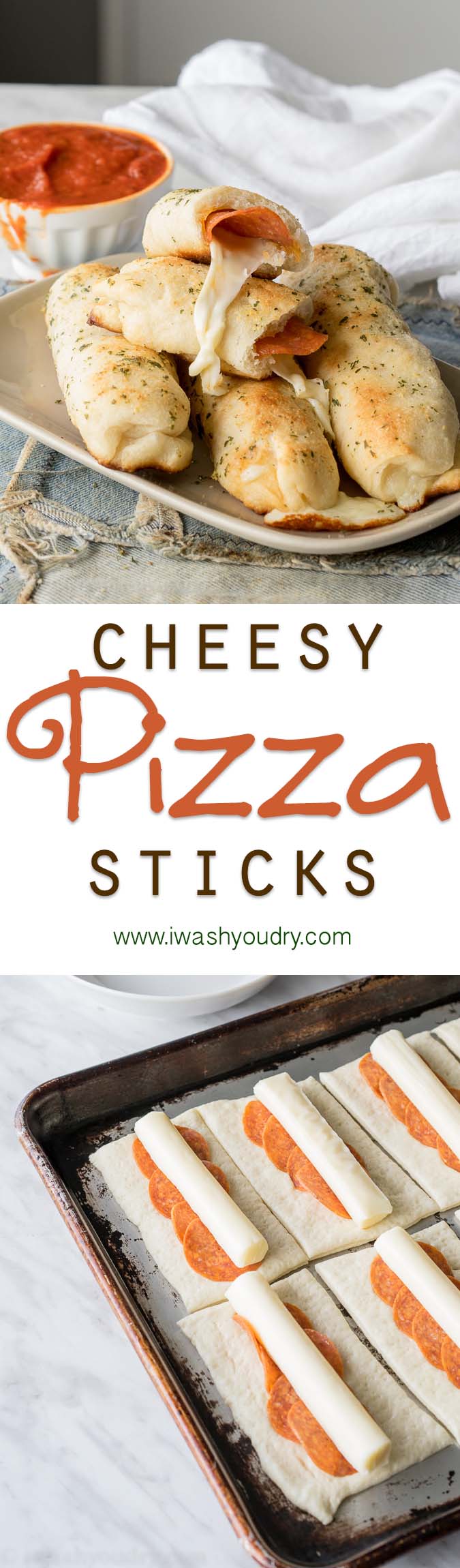 Cheesy Pepperoni Pizza Sticks I Wash... You Dry