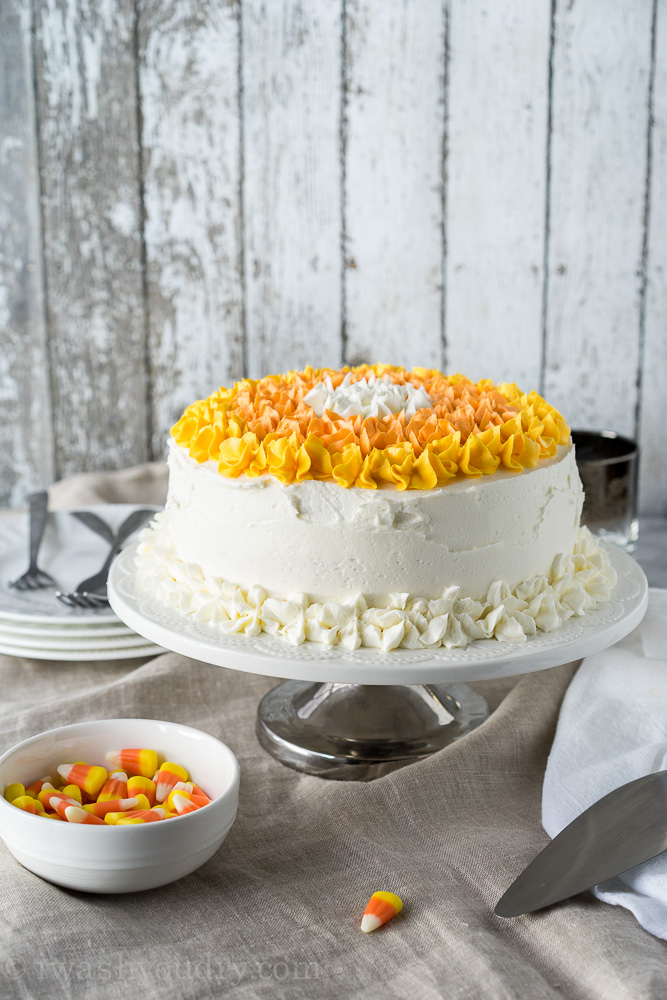 Candy Corn Layer Cake! The perfect dessert for this year's Halloween Party!