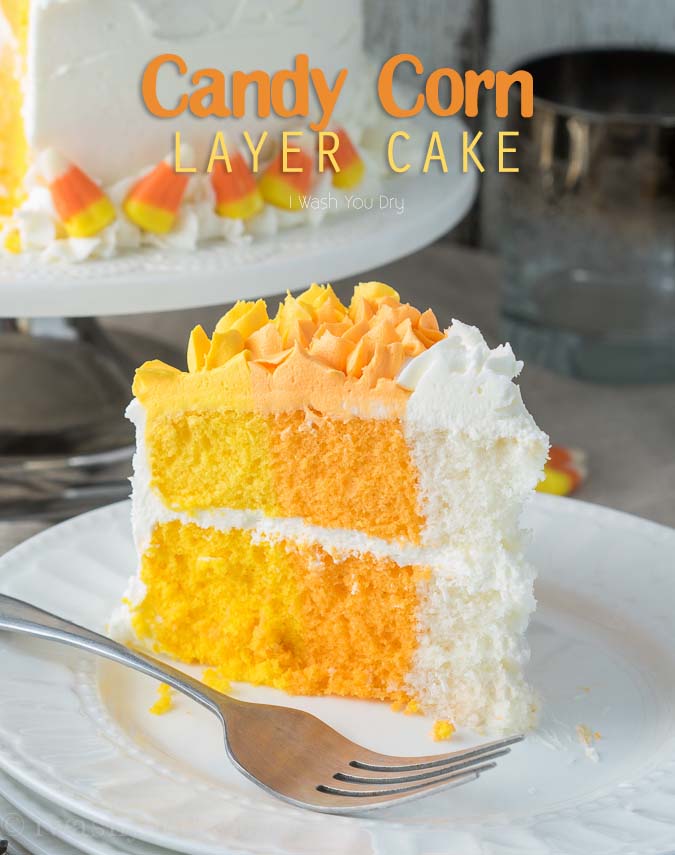 Candy Corn Layer Cake! The perfect dessert for your Halloween party!
