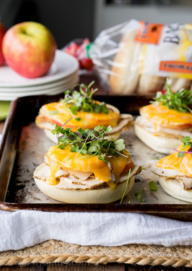 Turkey Apple Cheddar Bagel Melts