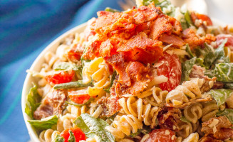 BLT pasta salad with an easy, creamy dressing - perfect for summer picnics, cookouts and parties!