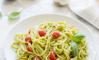 This Avocado Pesto Pasta is a super creamy and fresh pasta dish that always receives rave reviews!