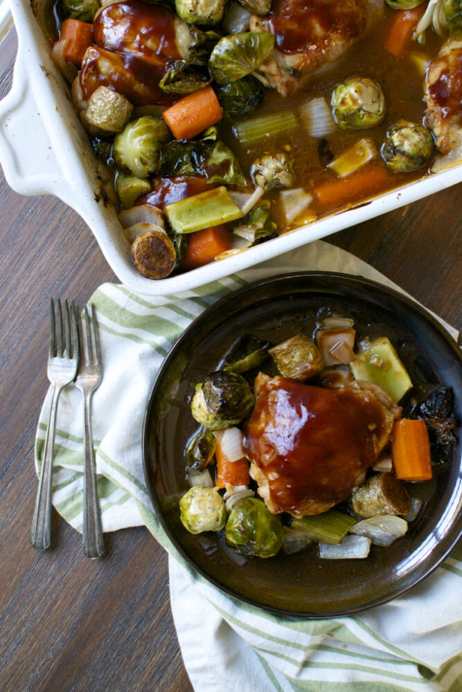 BBQ Roasted Chicken Thighs with Vegetables I Wash... You Dry