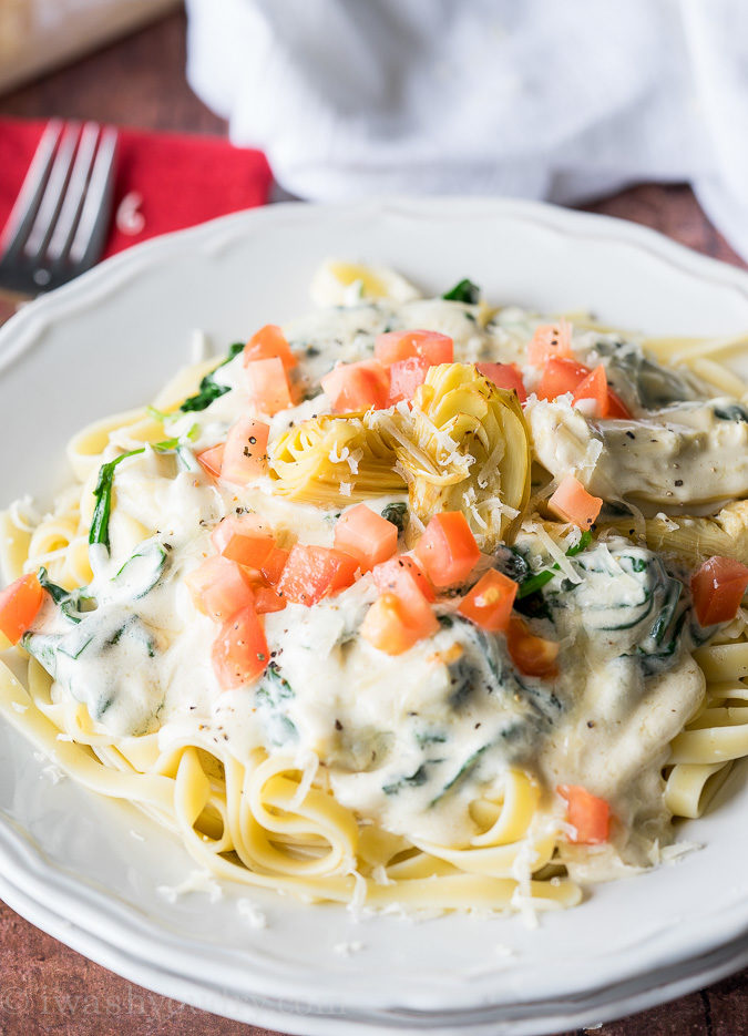 Spinach Artichoke Fettuccine Alfredo I Wash... You Dry