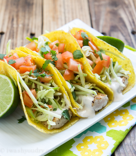 Super Easy Grilled Fish Tacos with White Sauce | I Wash You Dry